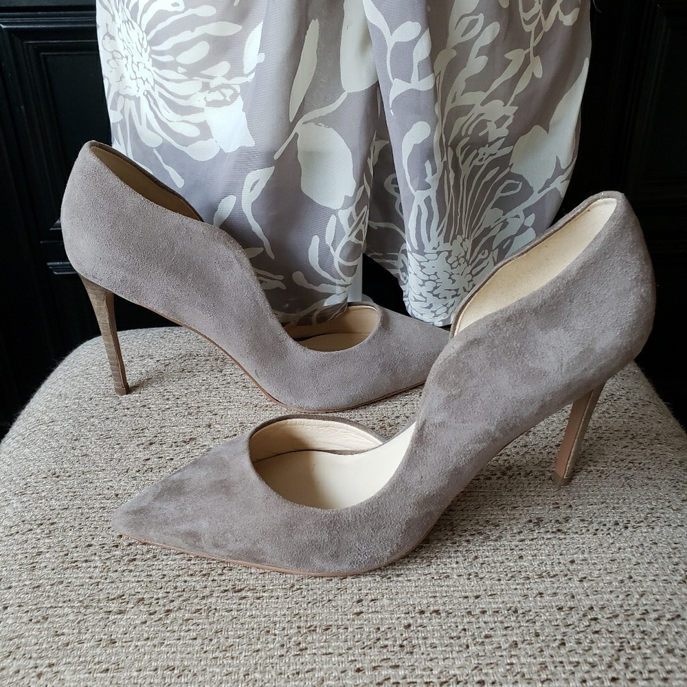 Gray/ Taupe D'Orsay Suede Stiletto